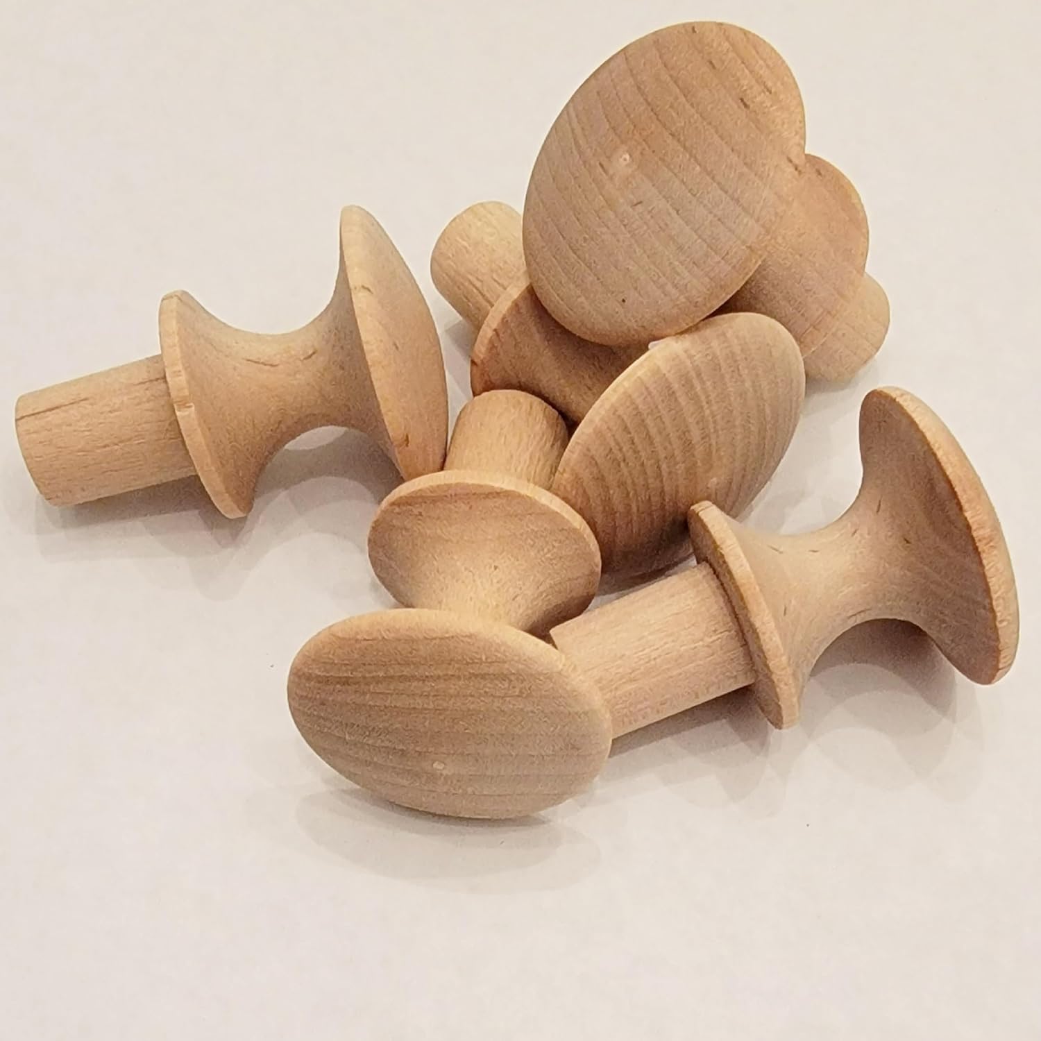 Pinehurst Crafts Unfinished Wood Shaker Drawer Pull Knobs, Perfect for Kitchen Cabinet Knobs, Furniture DIY Hardware, Dresser Drawer Pulls or Crafting, 1-1/4 Inch (1/2" Tenon Width), Bulk Pack of 10