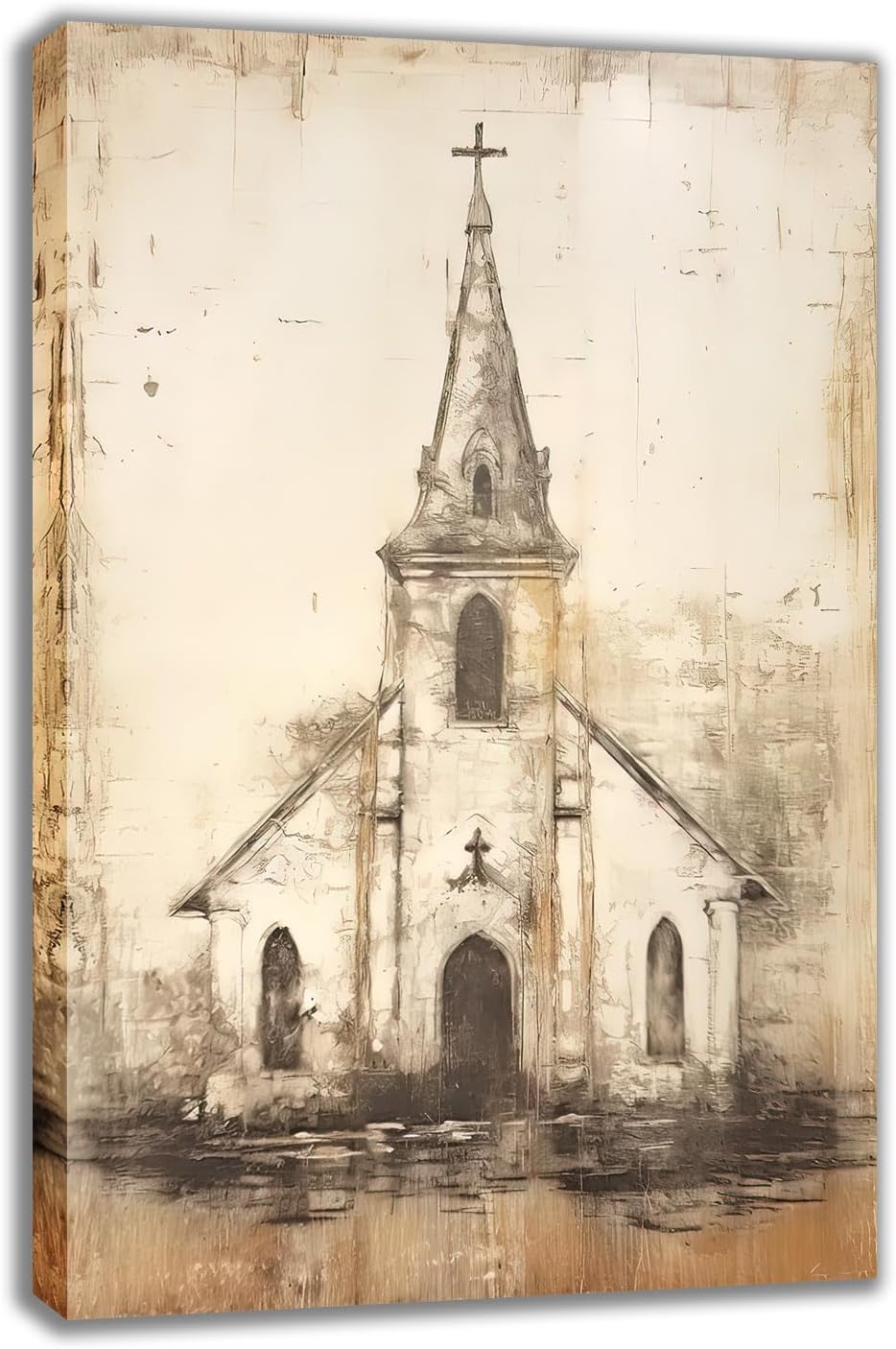 Religious Canvas Wall Art, Church Abstract Painting Poster Print Christian Religious Mind Pray Painting Picture for Christian Rooms Living Room Decor(Artwork-15, 16"x24")