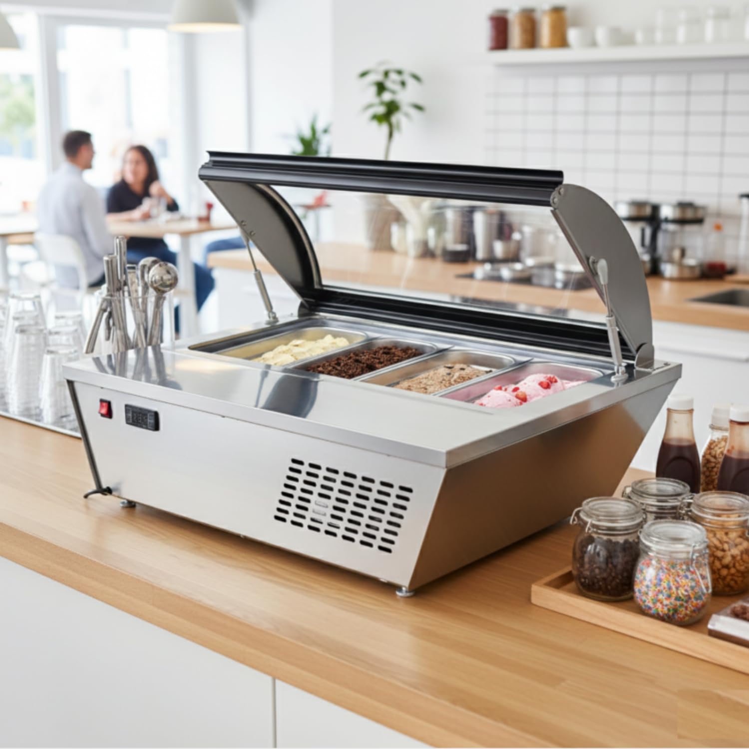 Générique Vitrine à Glace à Poser 87 Litres - 4 Bacs de 5 Litres