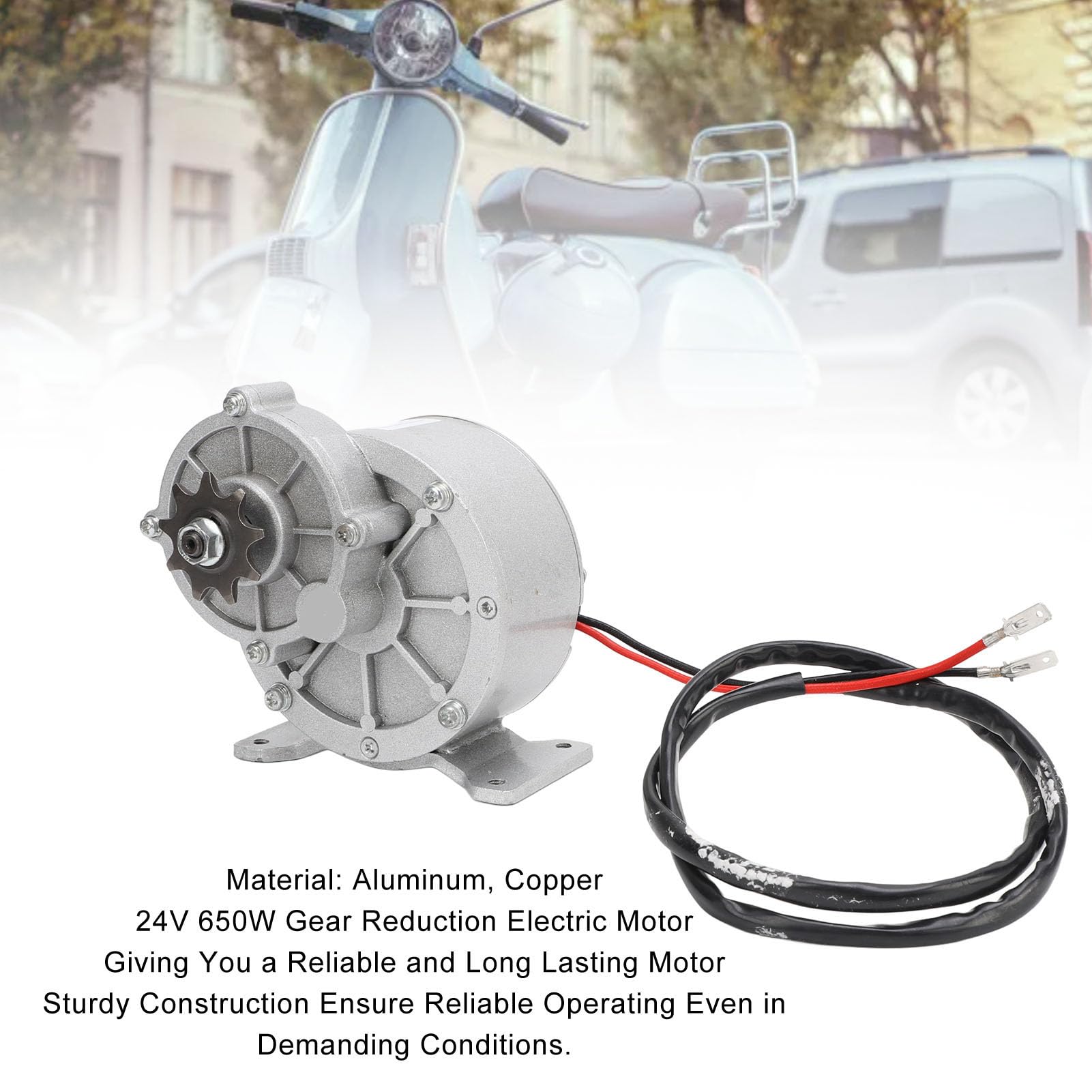 Motore Elettrico a Ingranaggi da 24 V 650 W, Motore a Corrente Continua con Spazzole e Ingranaggi, 3150 Giri/min, Lega di Alluminio, Bassa Generazione di Calore, Elevata Torsione
