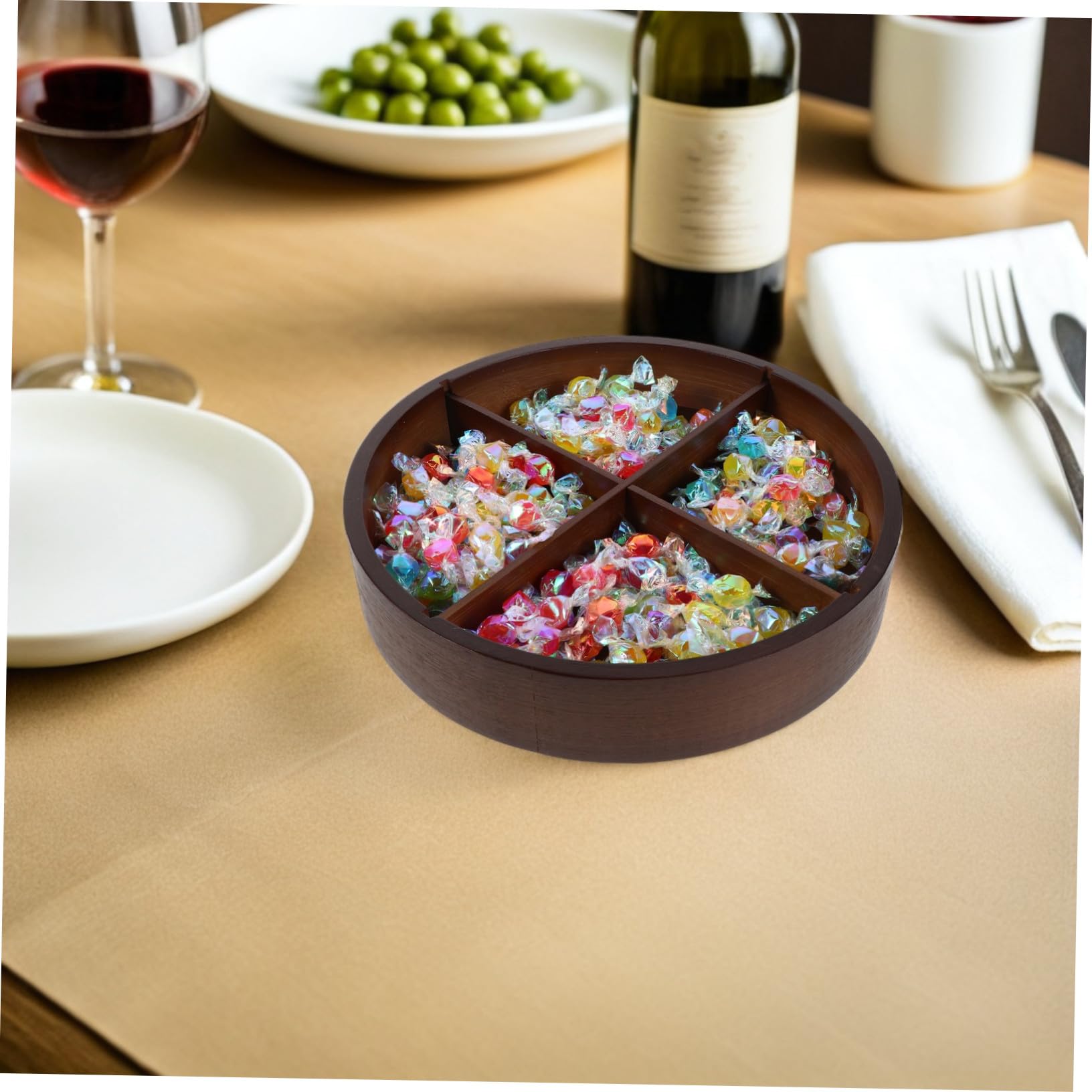 NUOBESTY Plateau à Fruits avec Couvercle et Compartiments Boîte à Noix et Bonbons Plat de Service pour Fruits Secs et Noix