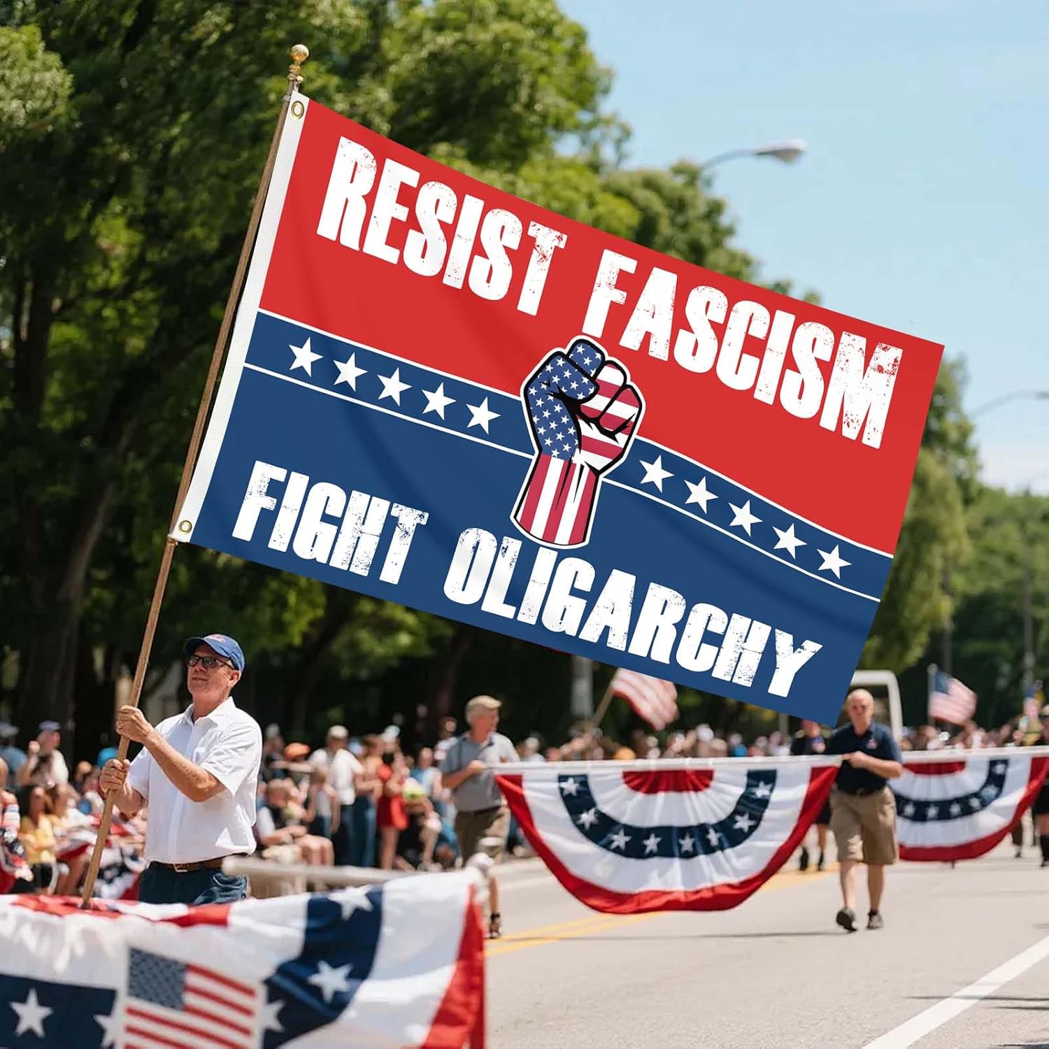 Resist Fascism Flag Fight Oligarchy Anti Political Protest 3x5 Feet Resistance Banner with 2 Grommets (P6) - Image 6