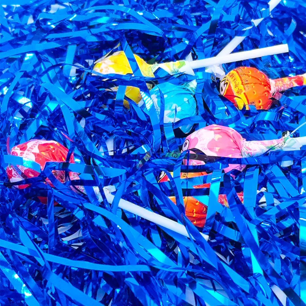 Amsthow Blue Grass Basket Grass Filler 1/2 LB Gift Wrap Shredded Shiny Raffia Box Stuffing for Wrapping Birthday Wedding - Image 6