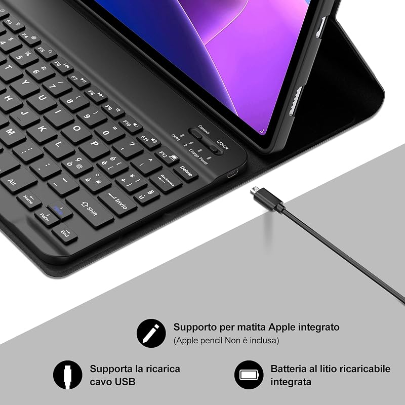 JADEMALL Lenovo Tab 10.1 2025 Mágneses Bluetooth Billentyűzet Tok