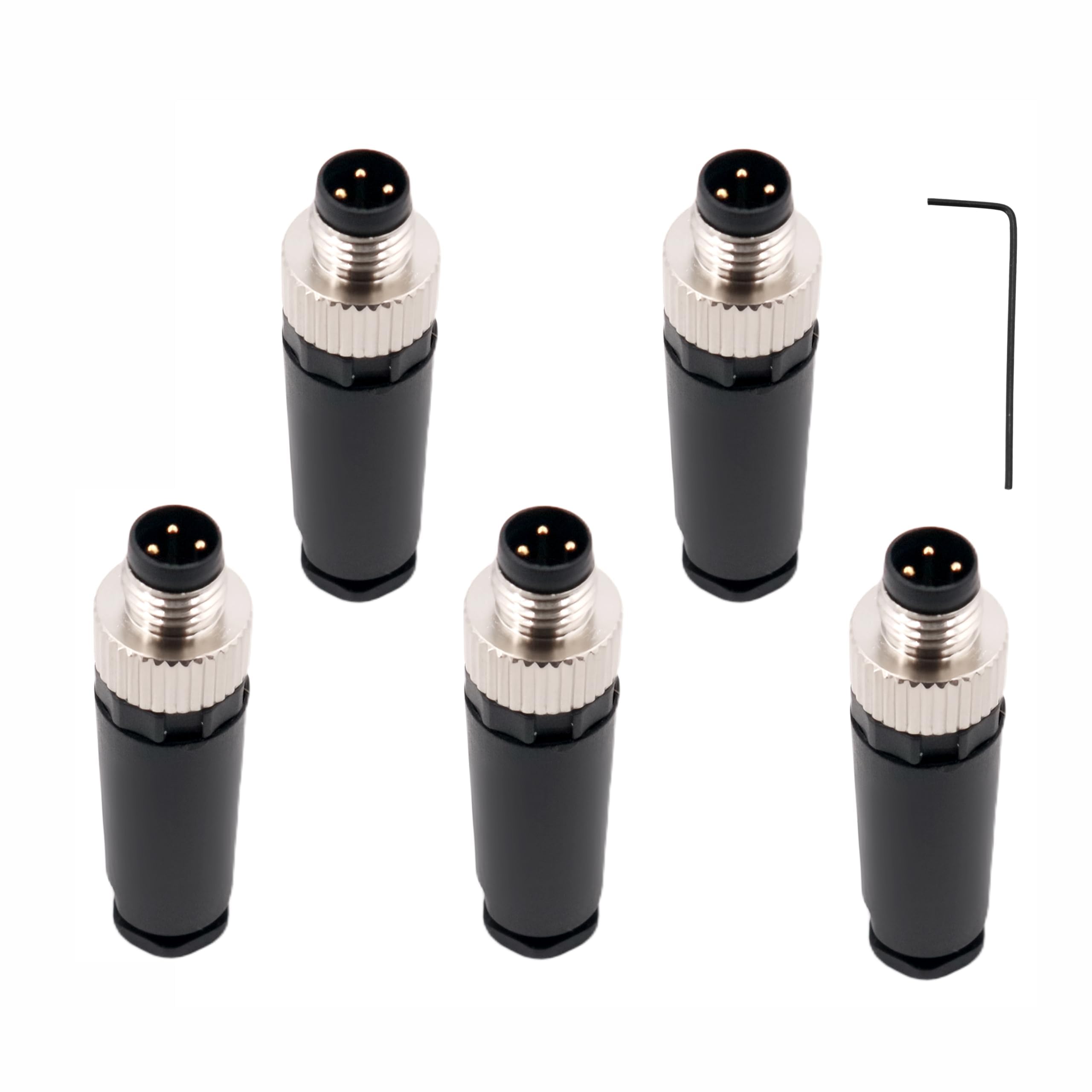 M8 3 polig männlicher Steckverbinder, 8 mm Sensorkabelstecker A Code Gewindesicherung M8 Aviation Stecker Rundsteckverbinder IP67 Wasserdicht Industrieller Rundstecker für den Außenbereich