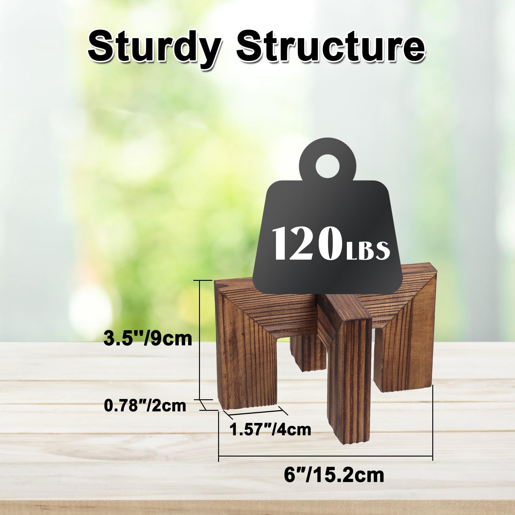 Vigordream Pflanzenständer, für drinnen und draußen, Holz-Pflanzenhalter, einzelner Blumentopfständer, stabiler Pflanzgefäßständer (Walnuss, passend für 6,3–15,2 cm große Töpfe)