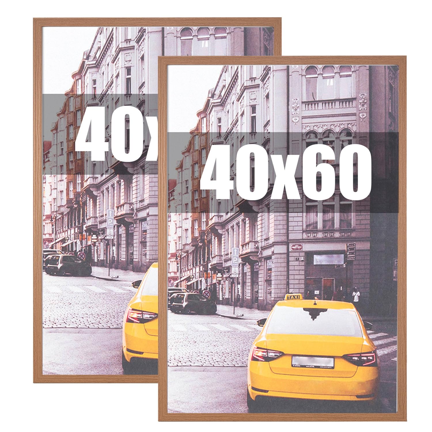 kennethan Brown Wooden 40x60 Picture Frame Brown Set of 2, Wooden Poster Frame, 40x60 Picture Frames for Wall Mounting Display