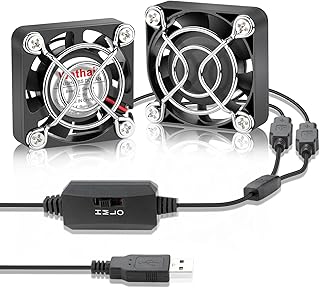 Wathai 2-Pack Mini USB Fan with Speed Control (40mm) for Electronics Cooling