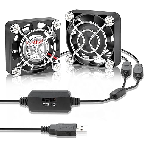 Paquete de 2 ventiladores USB Wathai de 1.575 in x 1.575 x 0.394 in 5 V para receptor DVR Playstation Xbox Gabinete de computadora Enfriamiento