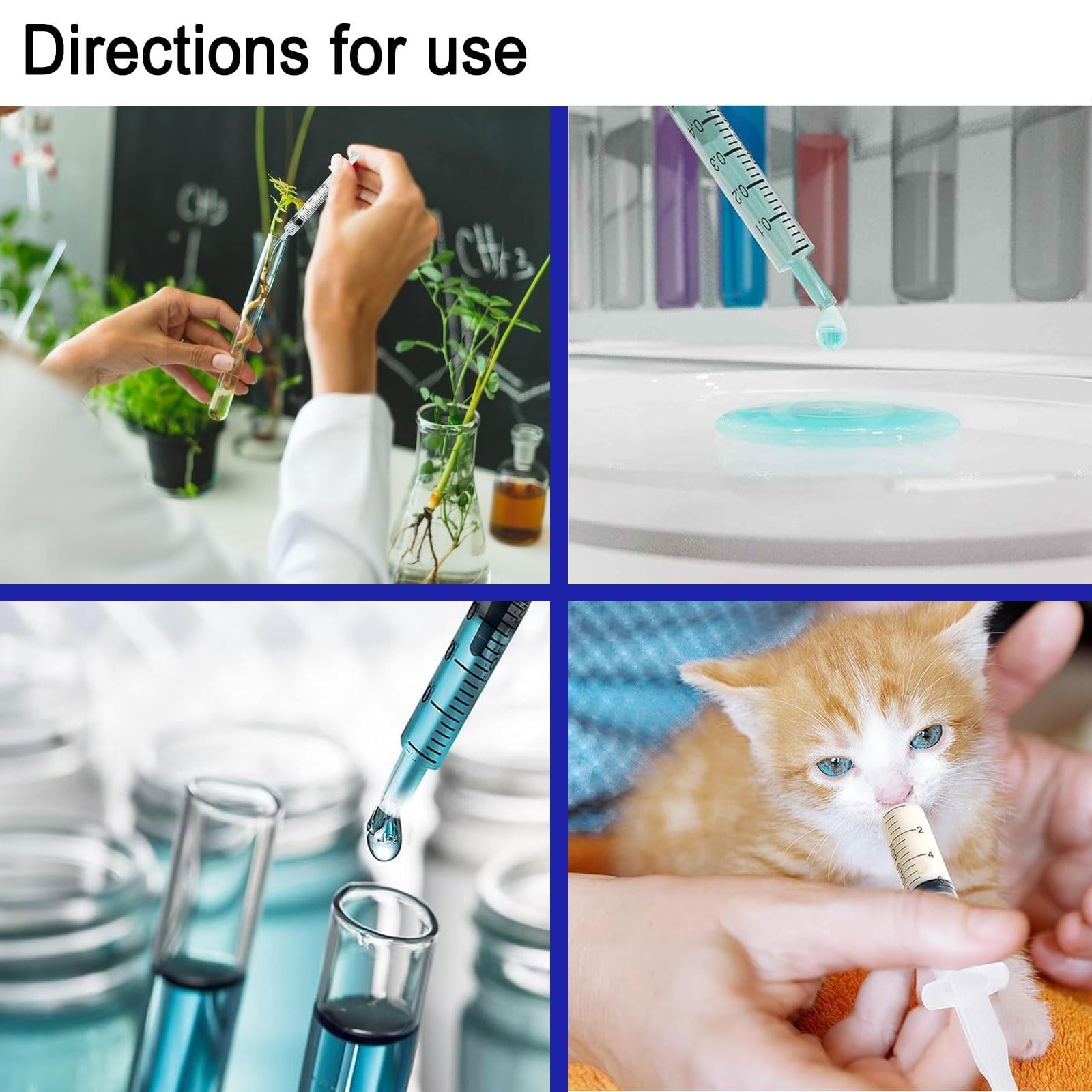Jeringa de plástico líquido sin aguja de 1 ml, jeringa de laboratorio científico, medición de líquido, alimentación de mascotas, embalaje individualmente estéril (blanco, 100 unidades)