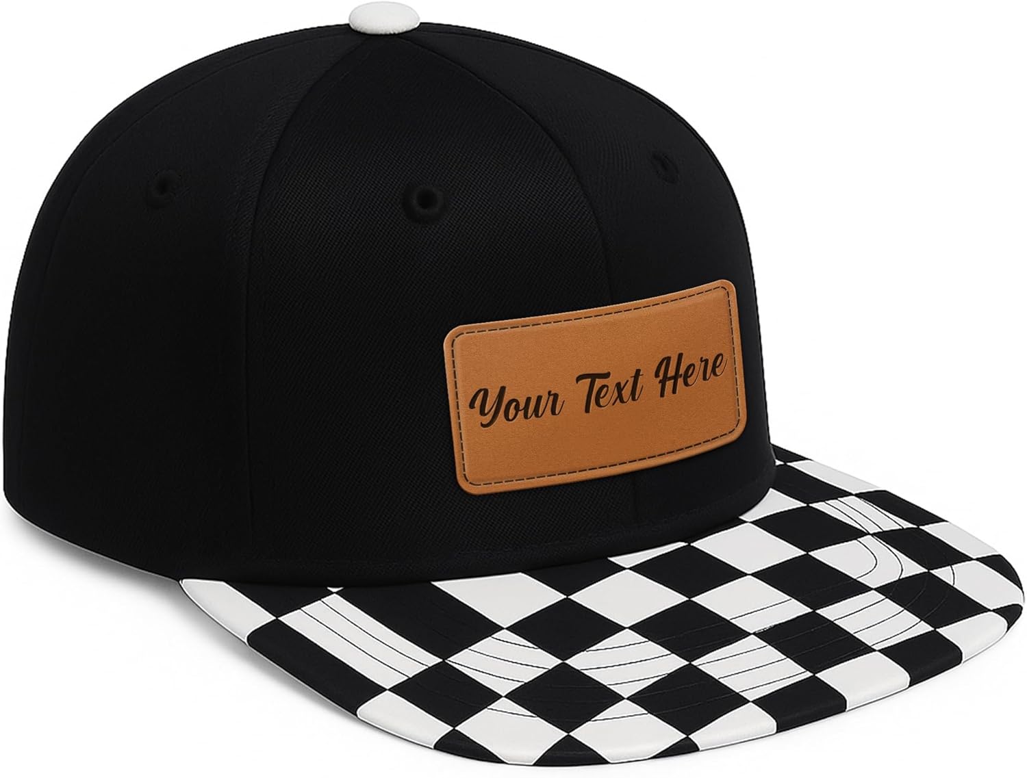 Custom Kids Snapback Trucker Hat with Leather Name Patch – Adjustable Mesh Cap for Boys, Girls & Adults - Matching Hats