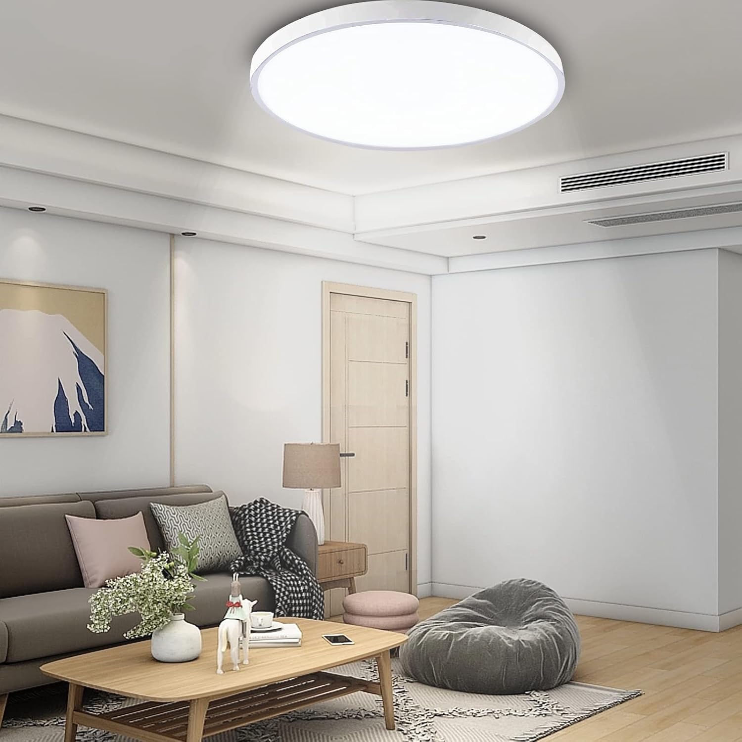 Erweater Flush Mount LED Ceiling Light, 28W 12Inch Modern Round Flat Lighting Fixture, Ultra Thin Ceiling Lamp for Living Room, Bedroom, Kitchen, Office, Hallway, Stairwells (White)