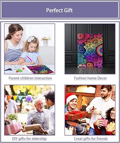 Miniatura 5 de ICECHEN Kits de pintura de diamantes de mandala para adultos, coloridos kits de arte de diamantes 5D para adultos principiantes, pintura con