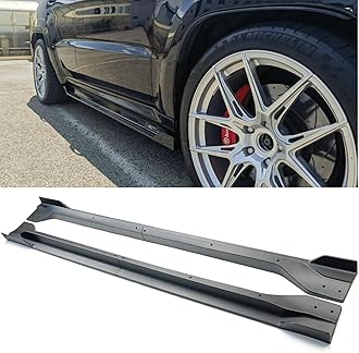 Side Skirts 4Pcs Compatible with Jeep Grand Cherokee SRT8 WK2 / Trackhawk 2012-2021 Exterior Side Skirt Extension Lip Panels Splitter ABS(Matte Black)