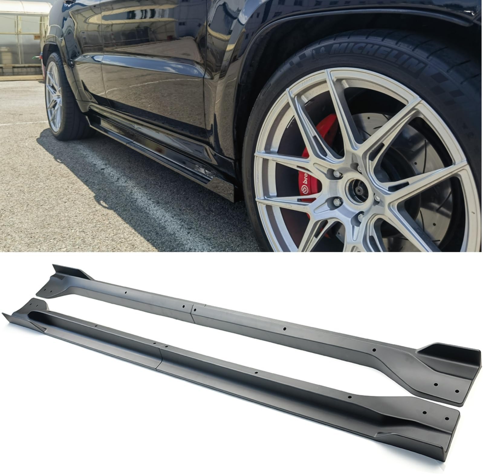 Side Skirts 4Pcs Compatible with Jeep Grand Cherokee SRT8 WK2 / Trackhawk 2012-2021 Exterior Side Skirt Extension Lip Panels Splitter ABS(Matte Black)