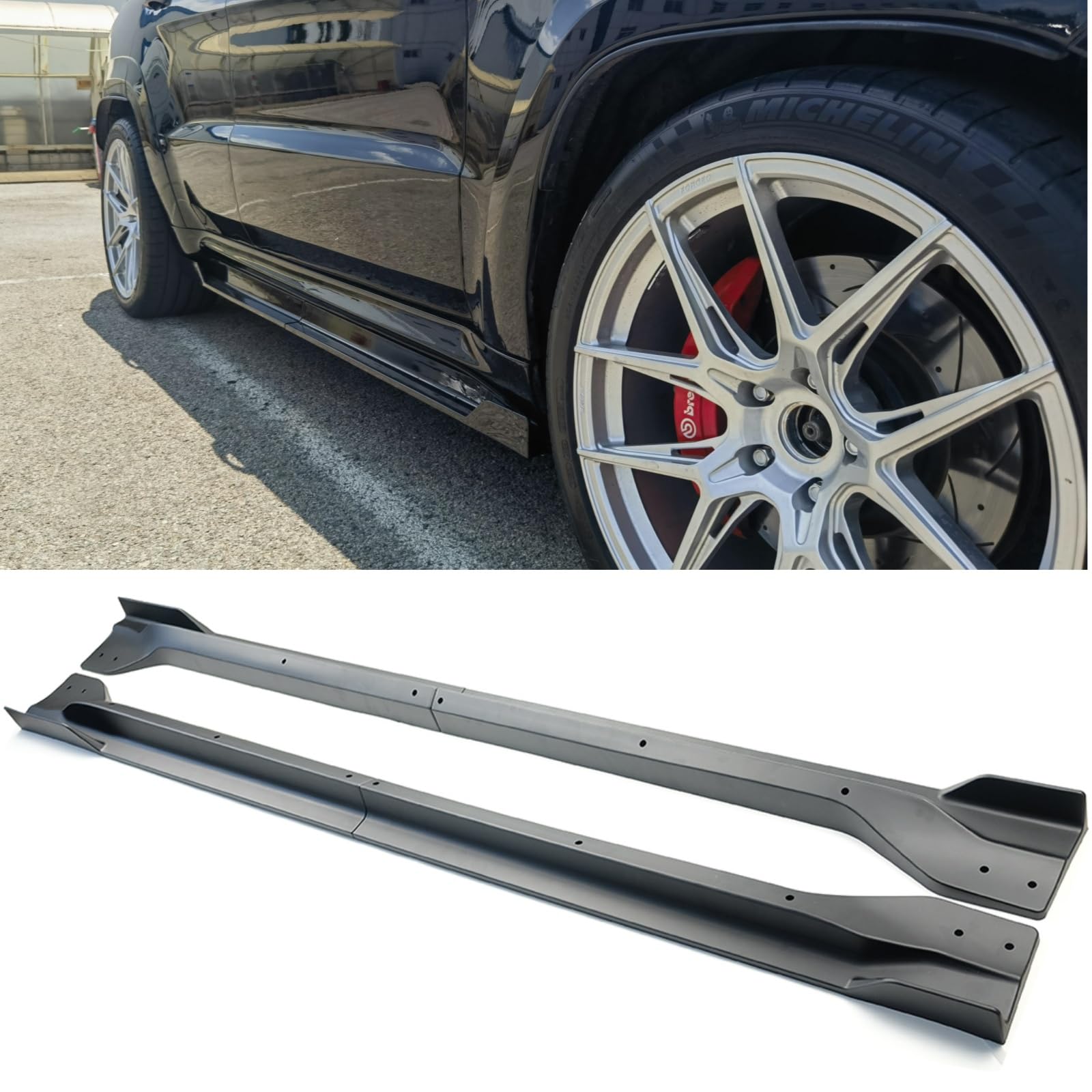Side Skirts 4Pcs Compatible with Jeep Grand Cherokee SRT8 WK2 / Trackhawk 2012-2021 Exterior Side Skirt Extension Lip Panels Splitter ABS(Matte Black)