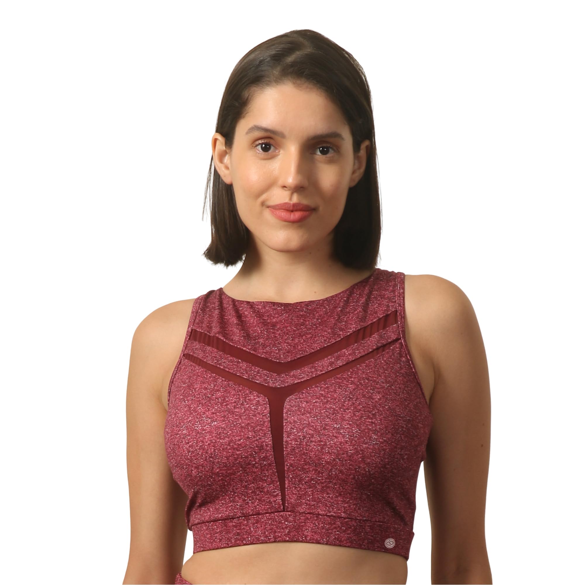 Women's Medium Impact Quicky Dry Padded Sports Bra with Racerback and Mesh Detailing-image-4