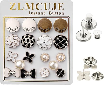 ZLMCUJE 18 Sets No Sew Buttons Cover Up Buttons Replacement Instant Removable Reusable Multipurpose for Jeans Pant Shirt Coat... 4Multicolor