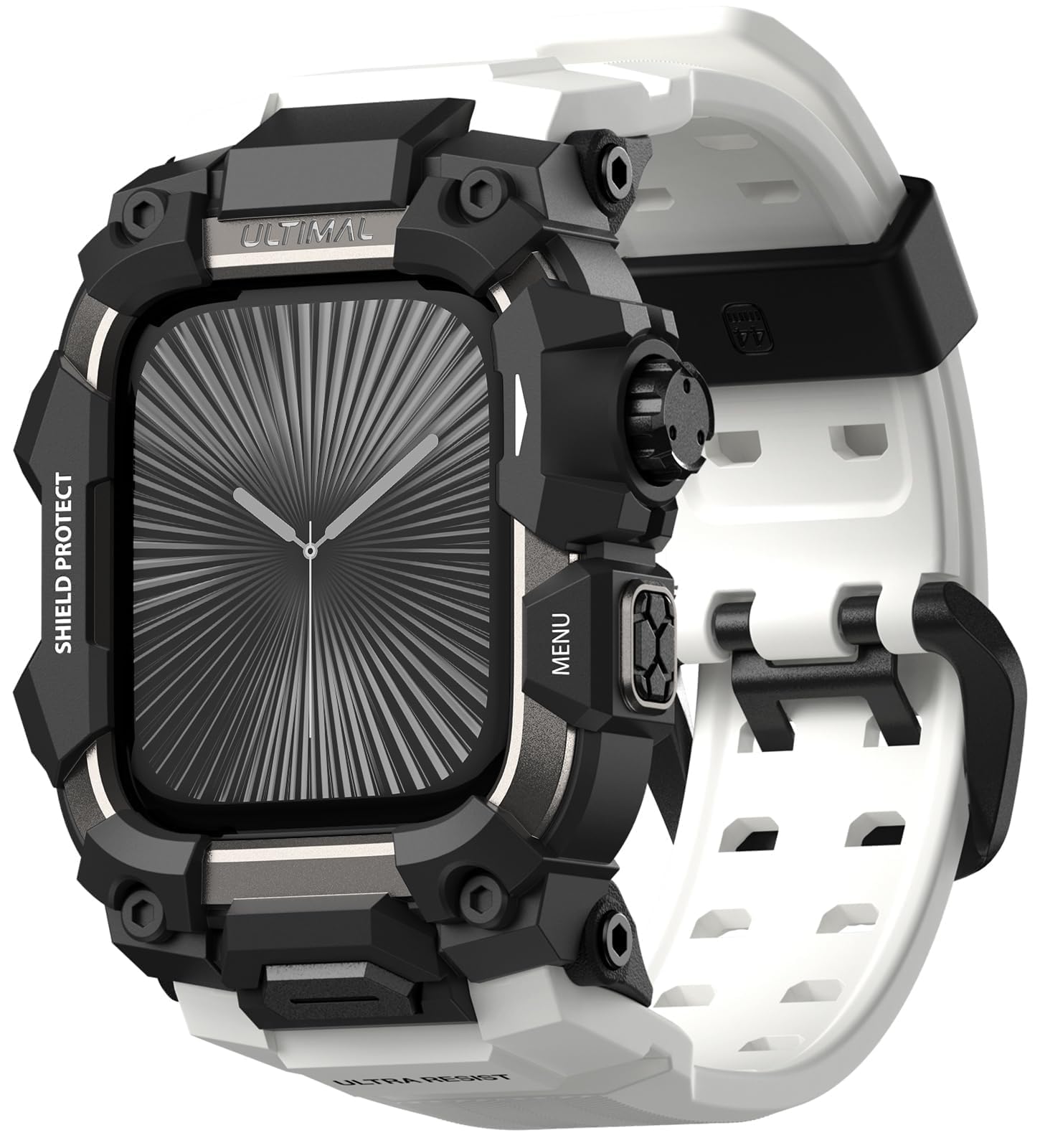 ULTIMAL Rugged Case with Band for Apple Watch 46mm,Compatible with Apple Watch Series 11/10, Military Grade Shockproof Bumper Cover for iWatch Tactical Band Men (46mm,White)