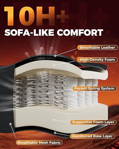 Miniatura 5 de GTPLAYER Silla de juegos grande y alta con reposapiés, silla de escritorio ergonómica de oficina con cojín de 4.4 pulgadas de grosor y asiento ancho