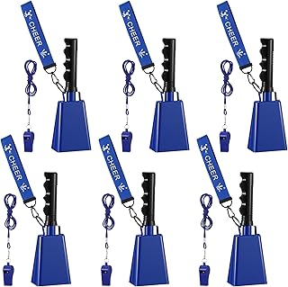 12pcs 9 Inch Metal Cowbell Sports Whistles with Lanyard Cowbell Noise Maker With Handle For Football Games Sports Parties Competitions Cheering Percussion Instrument