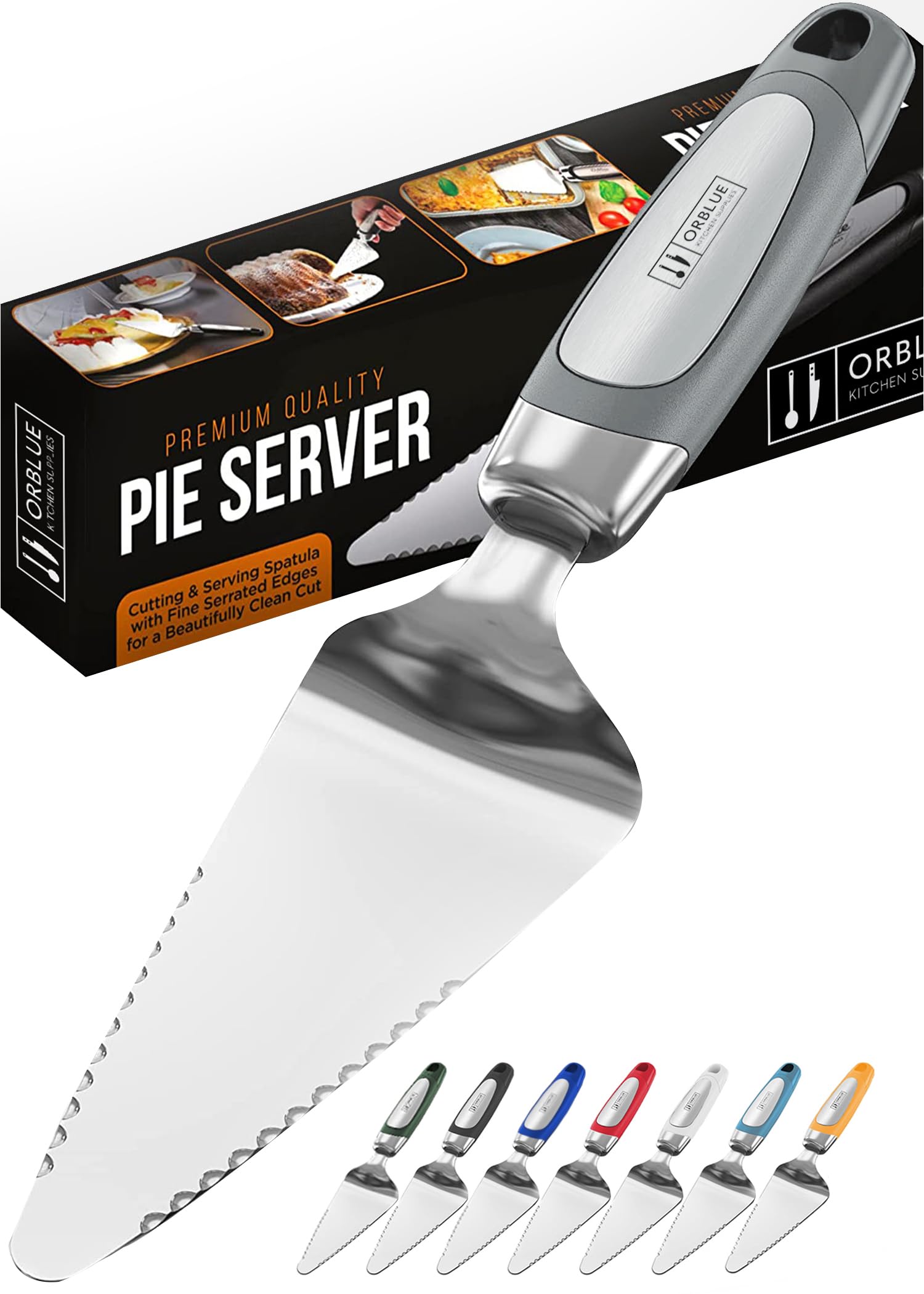 Pie Server, Essential Kitchen Tool, Serrated on Both Sides, Great for Right or Left Handed Chef, Stainless Steel Flatware, Cake Cutter, Gray