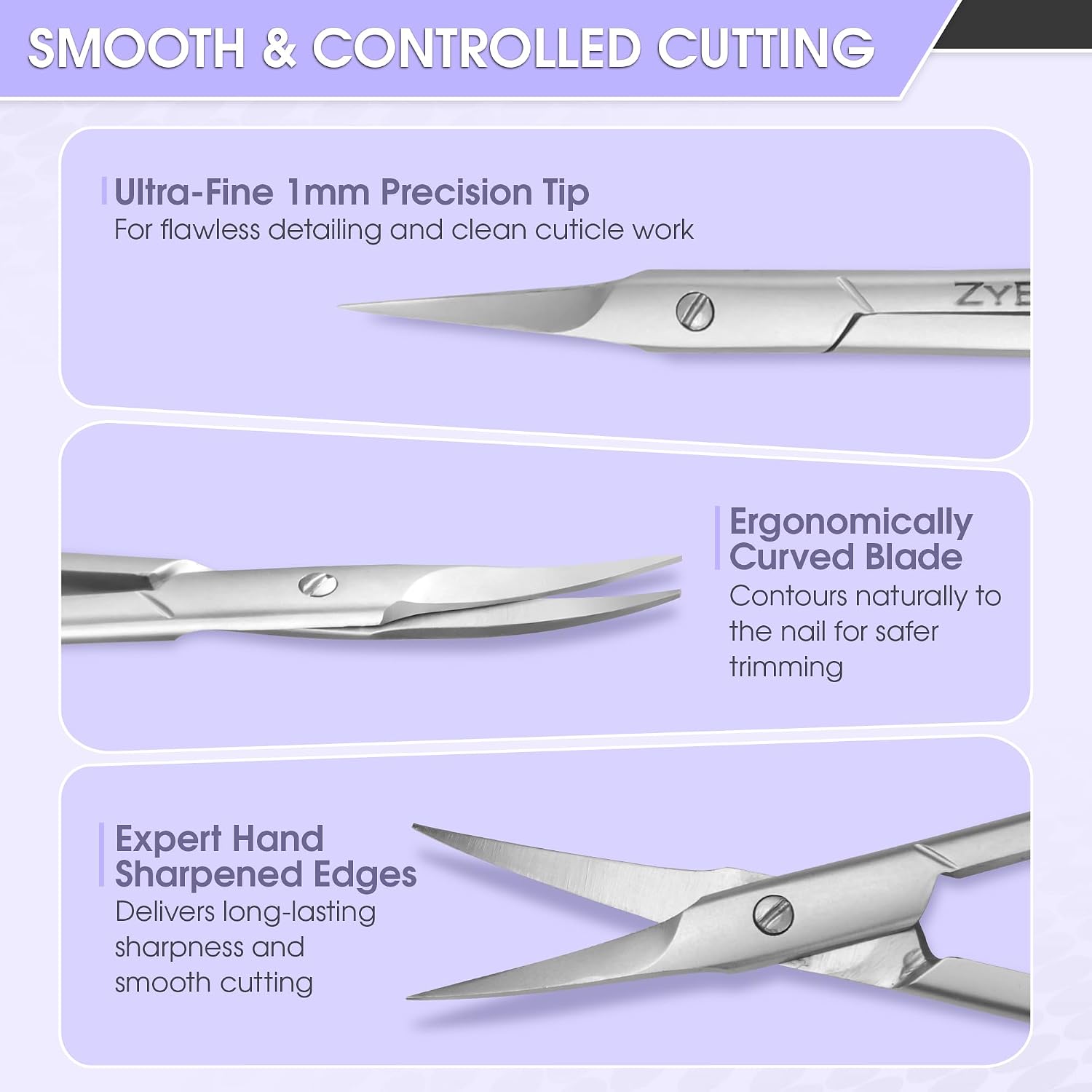 Curved Cuticle Scissors -Stainless Steel 3.5 Inch Manicure and Pedicure Scissors for Cuticles, Hangnails, Toenails, Eyelash and Dry Skin