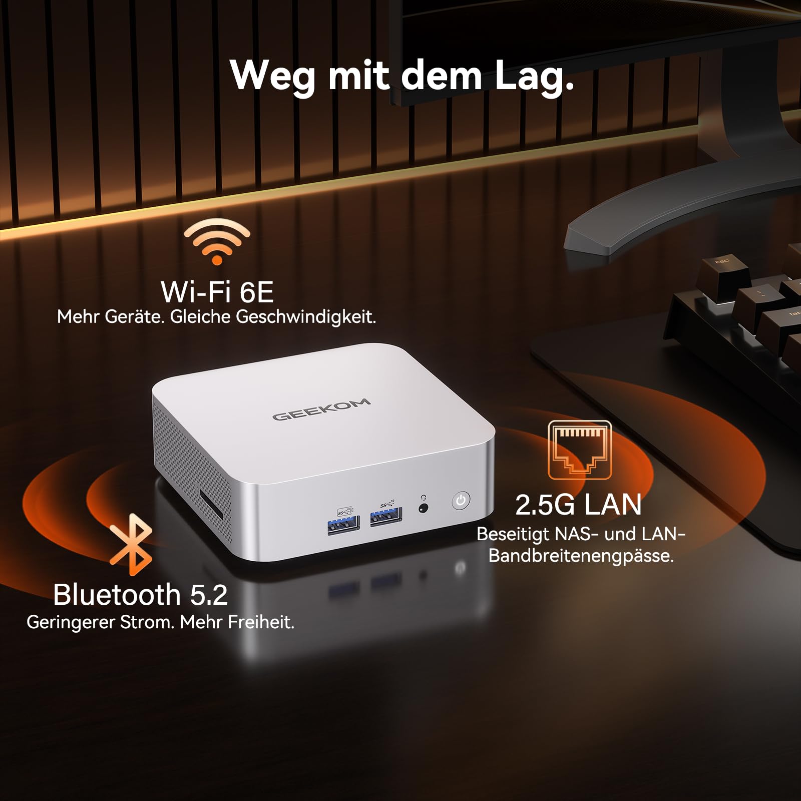 GEEKOM A7 Mini PC mit AMD Ryzen 5 7545U(stärker 7730U/6600U), 16GB DDR5 | 500GB SSD Business Mini Desktop PC, AMD Radeon 740M | 6xUSB | 8K, Ideal für Home Office/Kreatives Design