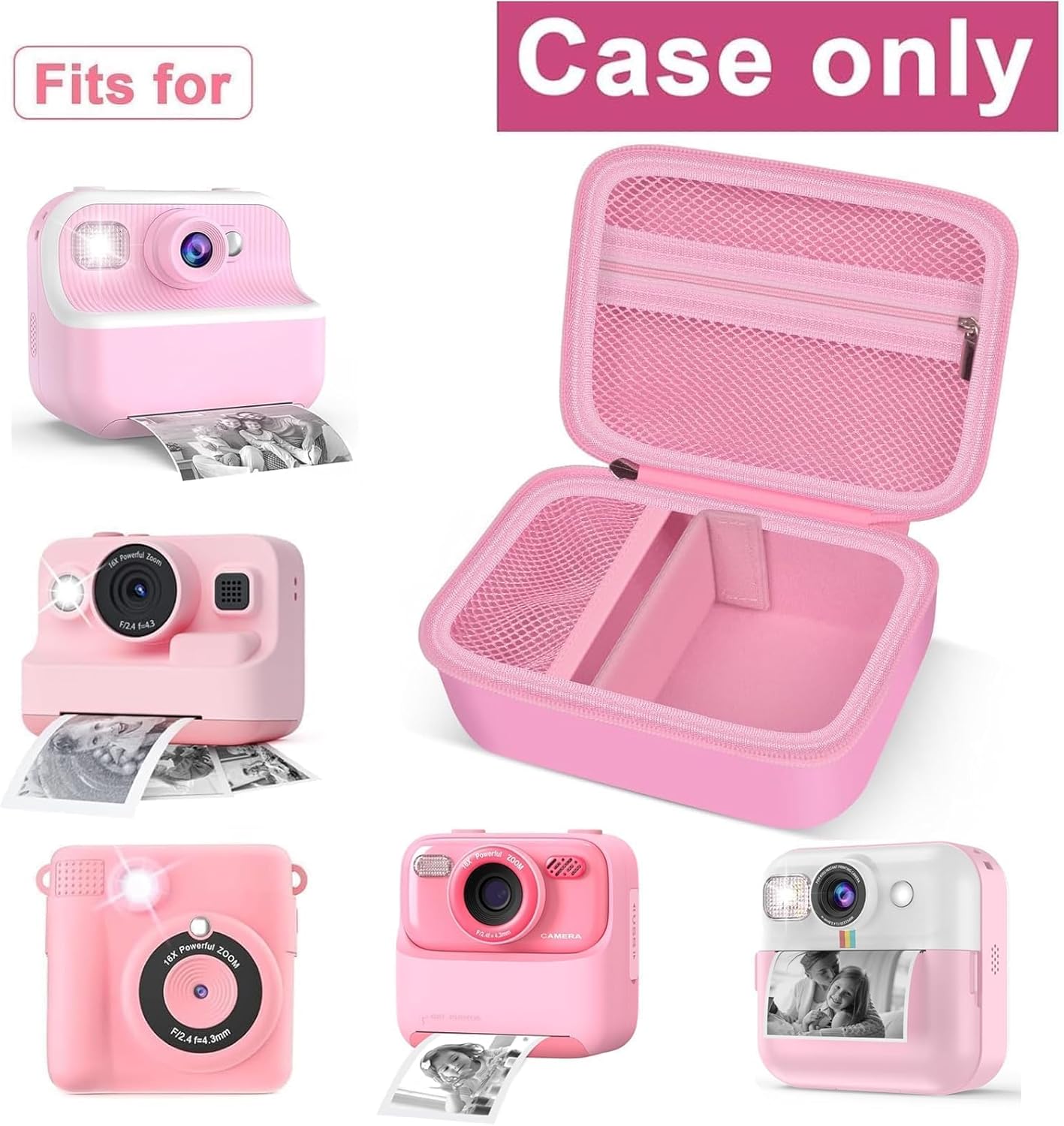 GWCASE Case Compatible with DUDUDRAGON for Cimizi for Dylanto for GREENKINDER for ESOXOFFORE for Careenoah for TKECWOB Instant Print Camera, Kids Instant Digital Cameras Storage Case (Box Only) -Pink - Image 2