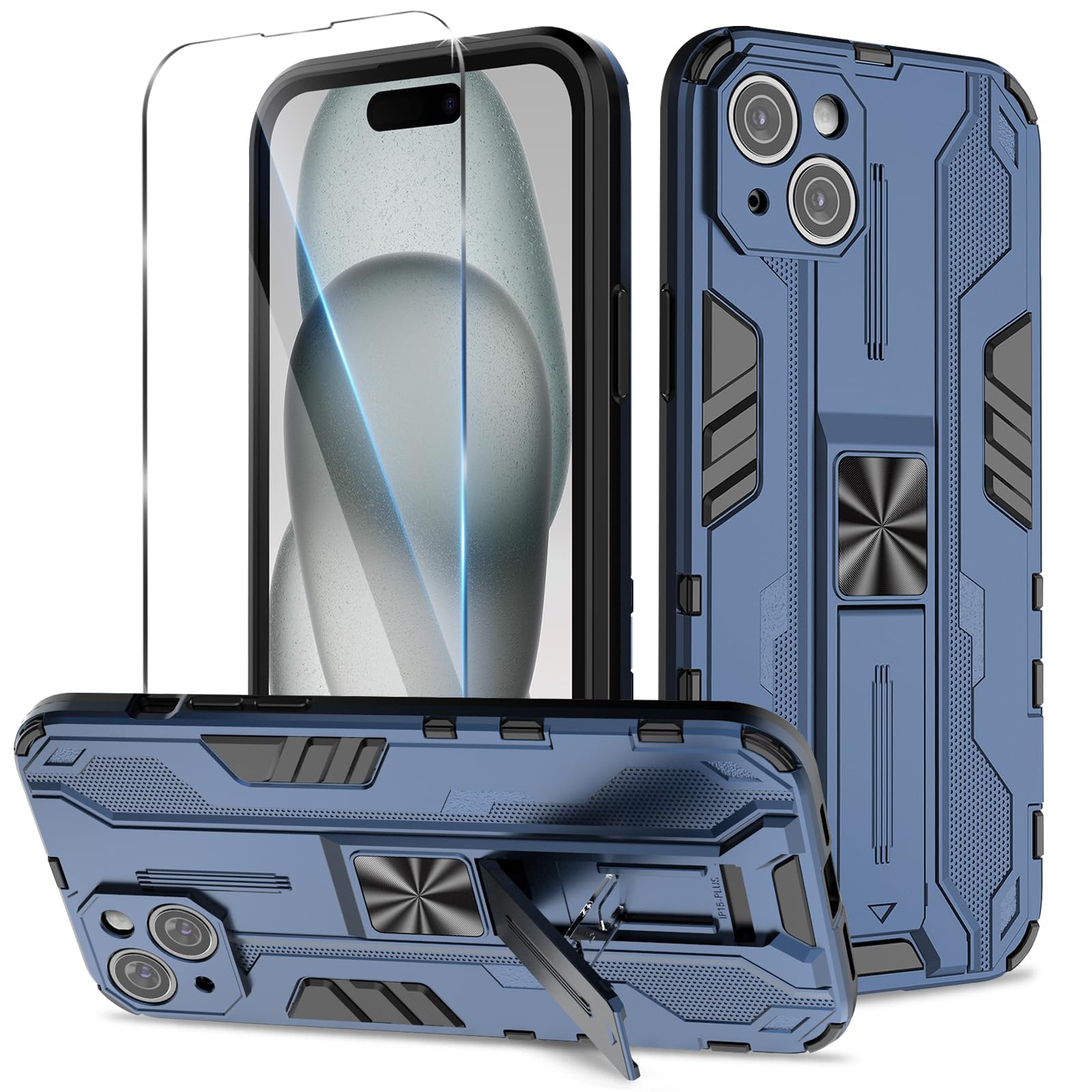 Funda para Samsung Galaxy A13 4G con Cristal Templado Protector Pantalla, Carcasa Antigolpes con Soporte anular metálico, Case Protectora de Grado Militar, Negro — view 69