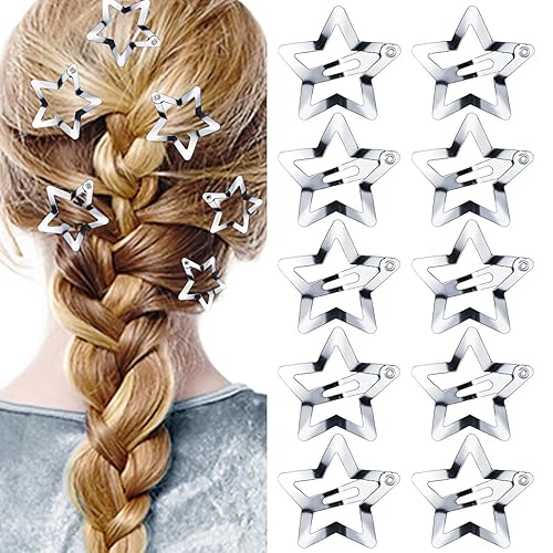 Pinzas para el cabello de metal con forma de estrella plateada, pasadores pequeños para el cabello Y2K, pinzas para el cabello con estrella Y2K,