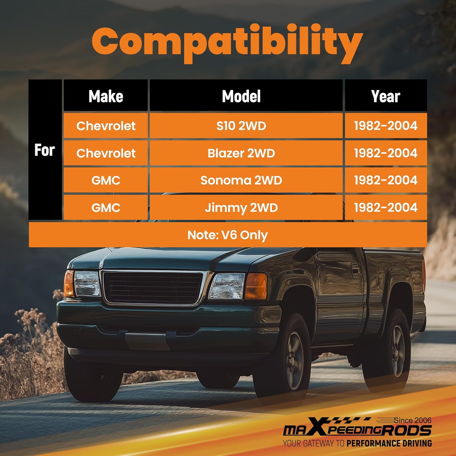 maXpeedingrods 3” Front & 4” Rear Drop Coil Spring Lowering Kit for Chevrolet S10 V6/ Blazer for GMC Sonoma/Jimmy 2WD 1982-2004 with Block U-Bolt