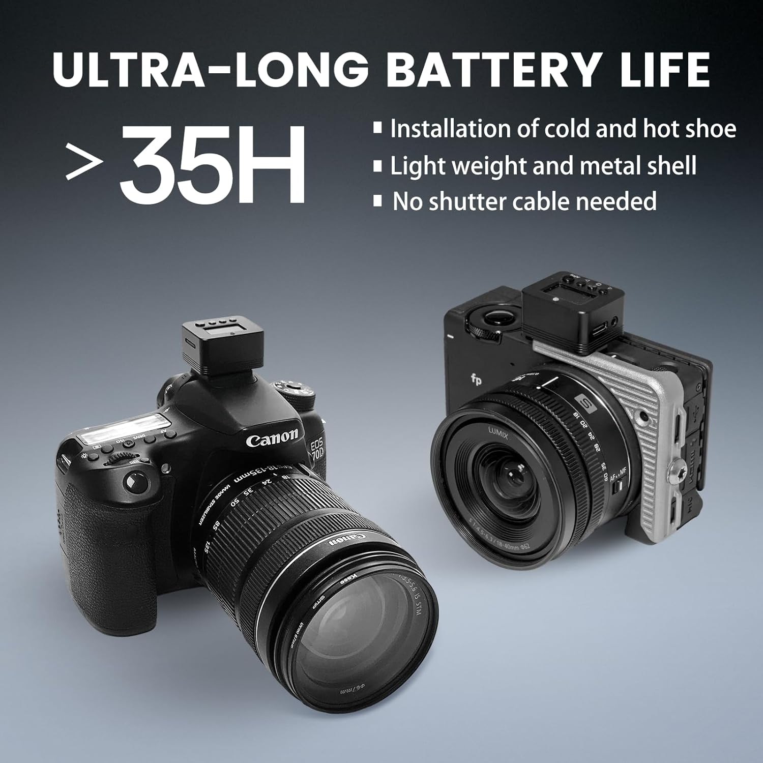 NiYien Camera Stabilizer Box for FPV Drones Gyroscope Stabilizer for Camera Gyroflow, Cold Shoe Mount, 35H Battery, Lightweight Aluminum for Vlogging & Action Videos