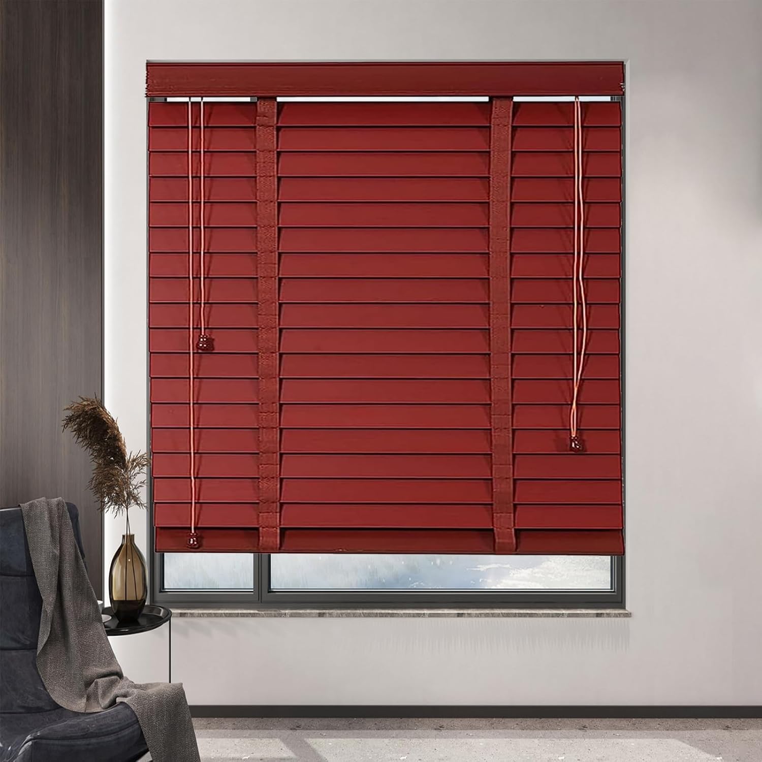 Venetian Blinds Wooden Window Blinds Natural Solid Wood Blinds Light Filtering Blinds Blackout/Heat Insulation Solid Wood Venetian Shades for Kitchen,Office,Bathroom,Bedroom-60x160cm/23.6x63in(WxH)