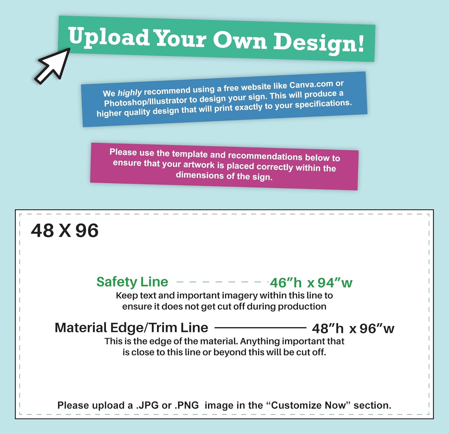 CustomForMe Personalized Vinyl Banner – Vinyl Printed Customizable Banner for Indoor and Outdoor Use (4'x8')