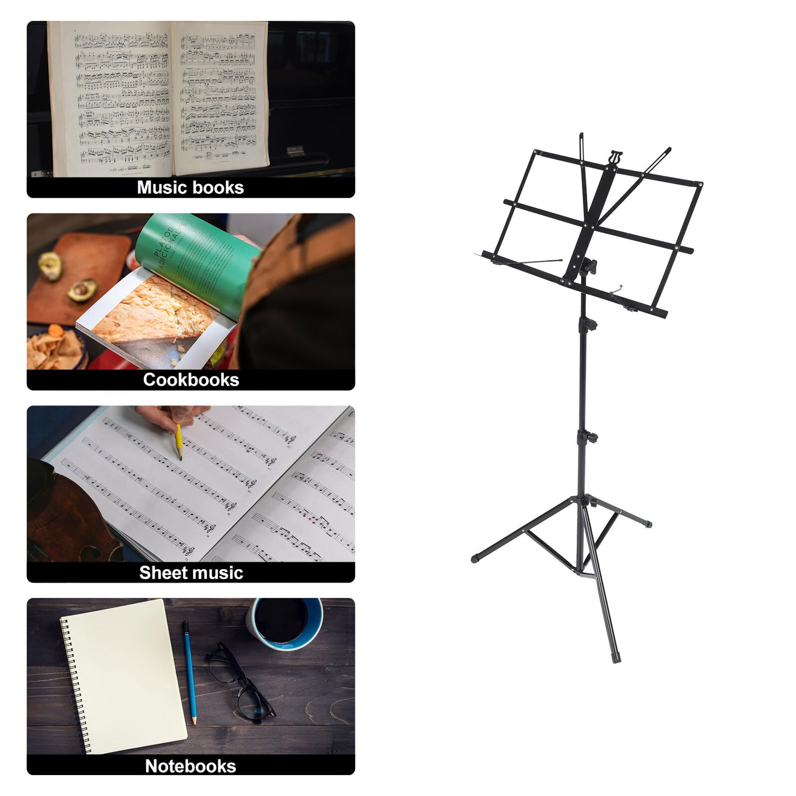 Atril para Partituras Musicales Ajustable de Suelo Trípode Retráctil, Soporte Plegable Portátil para Lectura de Libros A4, Multifuncional para Enseñanza y Uso Doméstico