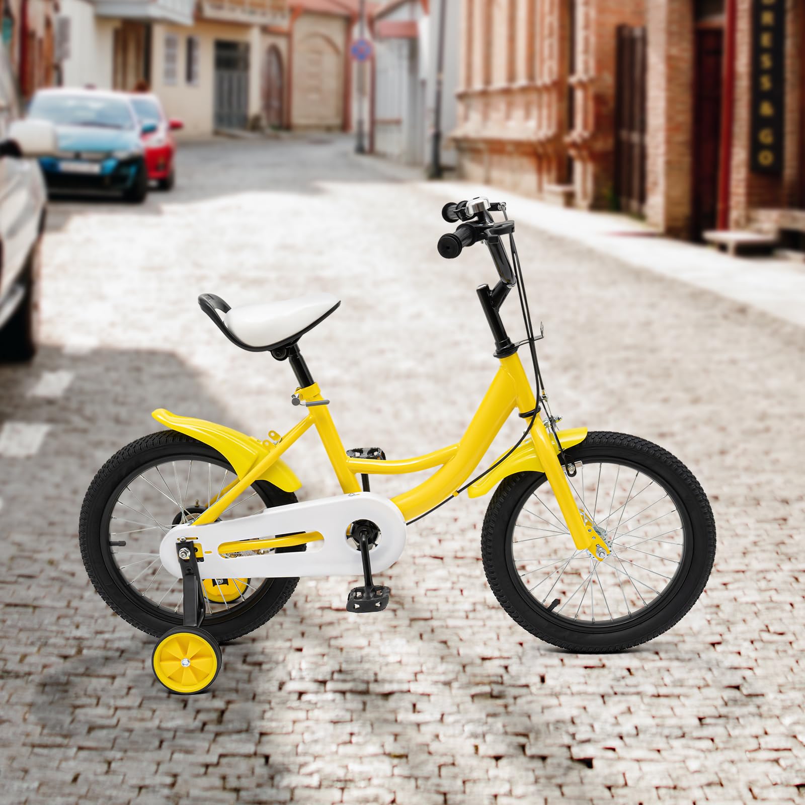 Vélo Enfant 16 Pouces Avec Roues Stabilisatrices - Pour 5-8 Ans, Hauteur Réglable 100-135 Cm