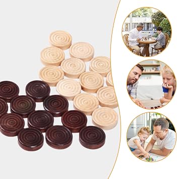 24Pcs Draughts Pieces Draughts Checker Backgammon Pieces Board Game Backgammon Chess Stackable Wood Checker Pieces