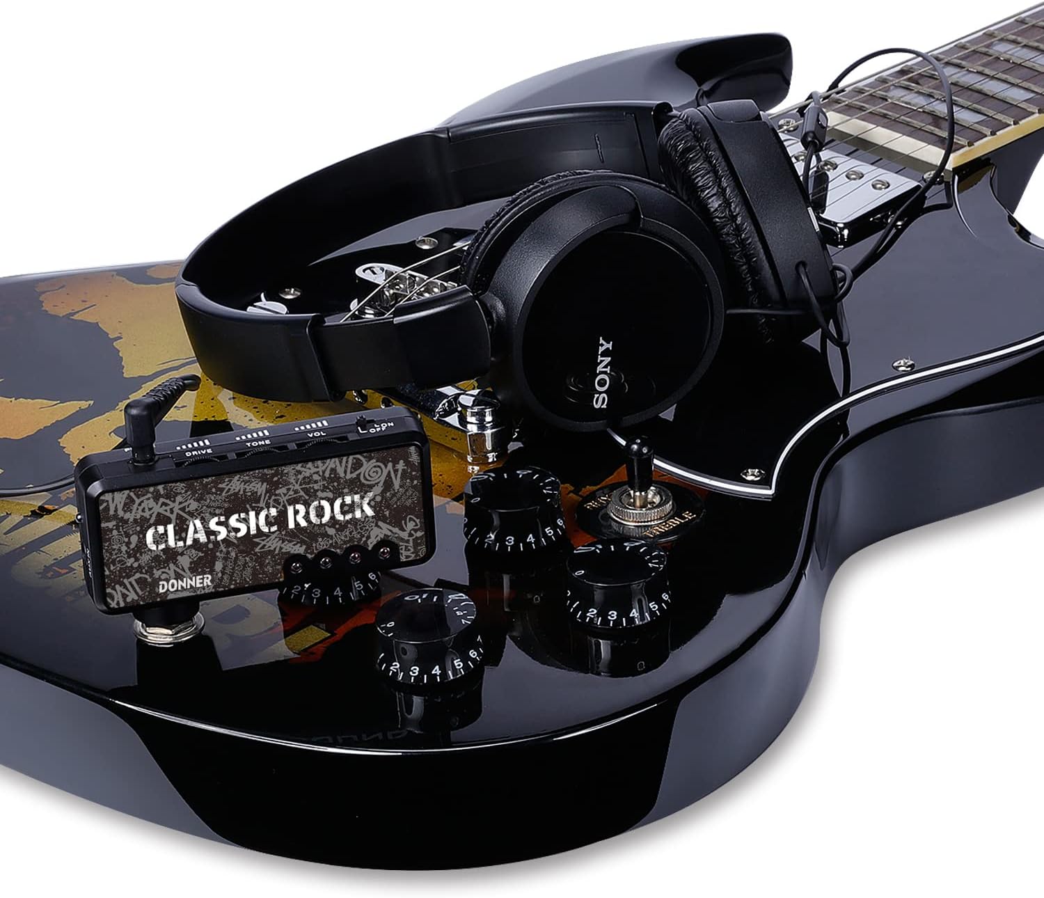 Donner Guitar Headphone Amp Classic Rock Pocket Mini Guitar Headphone Amplifier with USB Rechargeable Battery