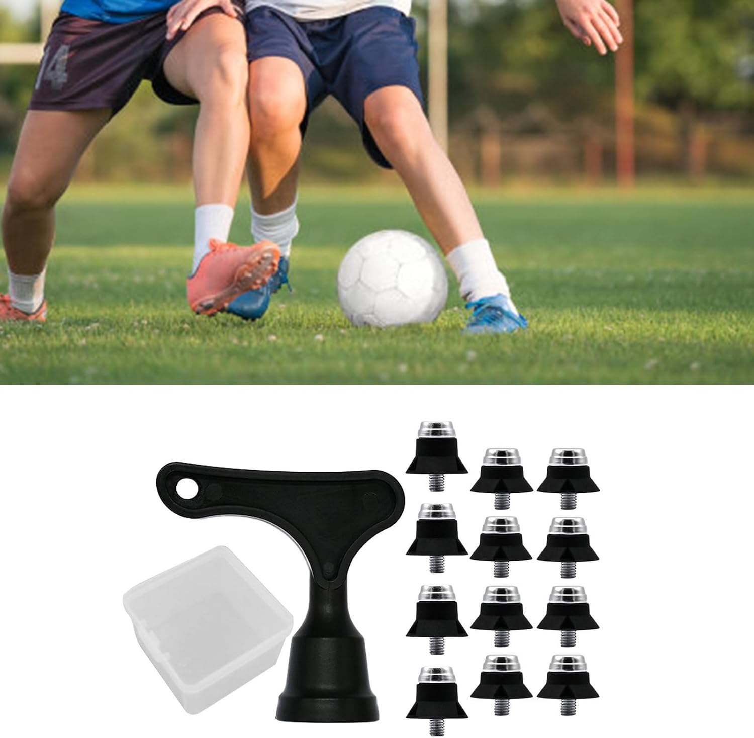 Studs Replacement Set 8 Pcs 13mm, 4Pcs 16mm Non Slip Soccer Cleats Studs with Wrench for Outdoor Training Multicolor