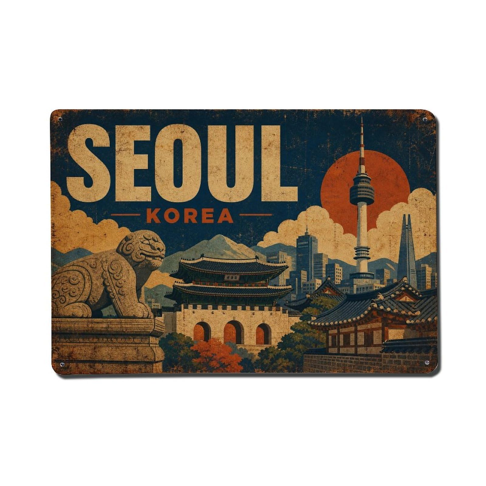 Seoul Korea Palace Landmark Regional Travel Retro Metal Tin Sign