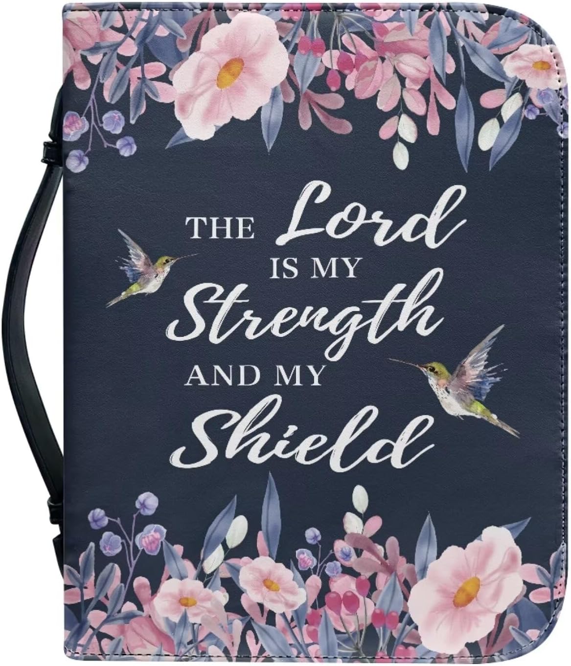 The Lord is My Strength and Shield Bible Cover Waterproof PU Leather Bible Book Cover Multifunction Handbag Church Bag for Women