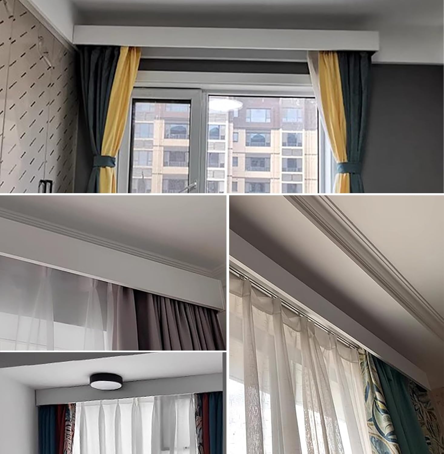 Heavy Duty Curtain Track - 7ft Mount Rail with Valance for Easy Installation, Commercial Grade Shower Curtain Rod, White Color, Durable & Sleek Design