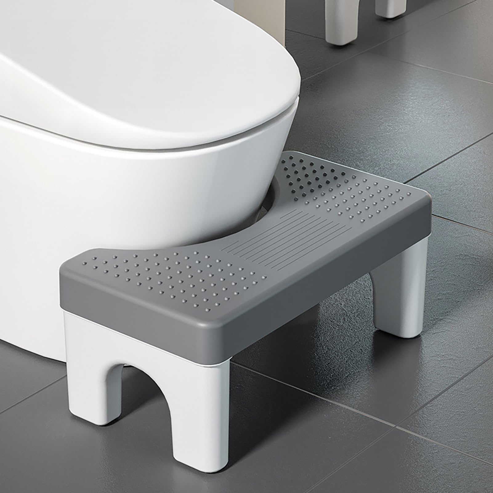Generisch Toilettenhocker Erwachsene, Vielseitiger Toilettenhocker und Tritthocker, Badezimmer-Töpfchen-Toilettenhocker mit Rutschfestem Tragbarem Hocker, Badezimmer Hocker,Grau