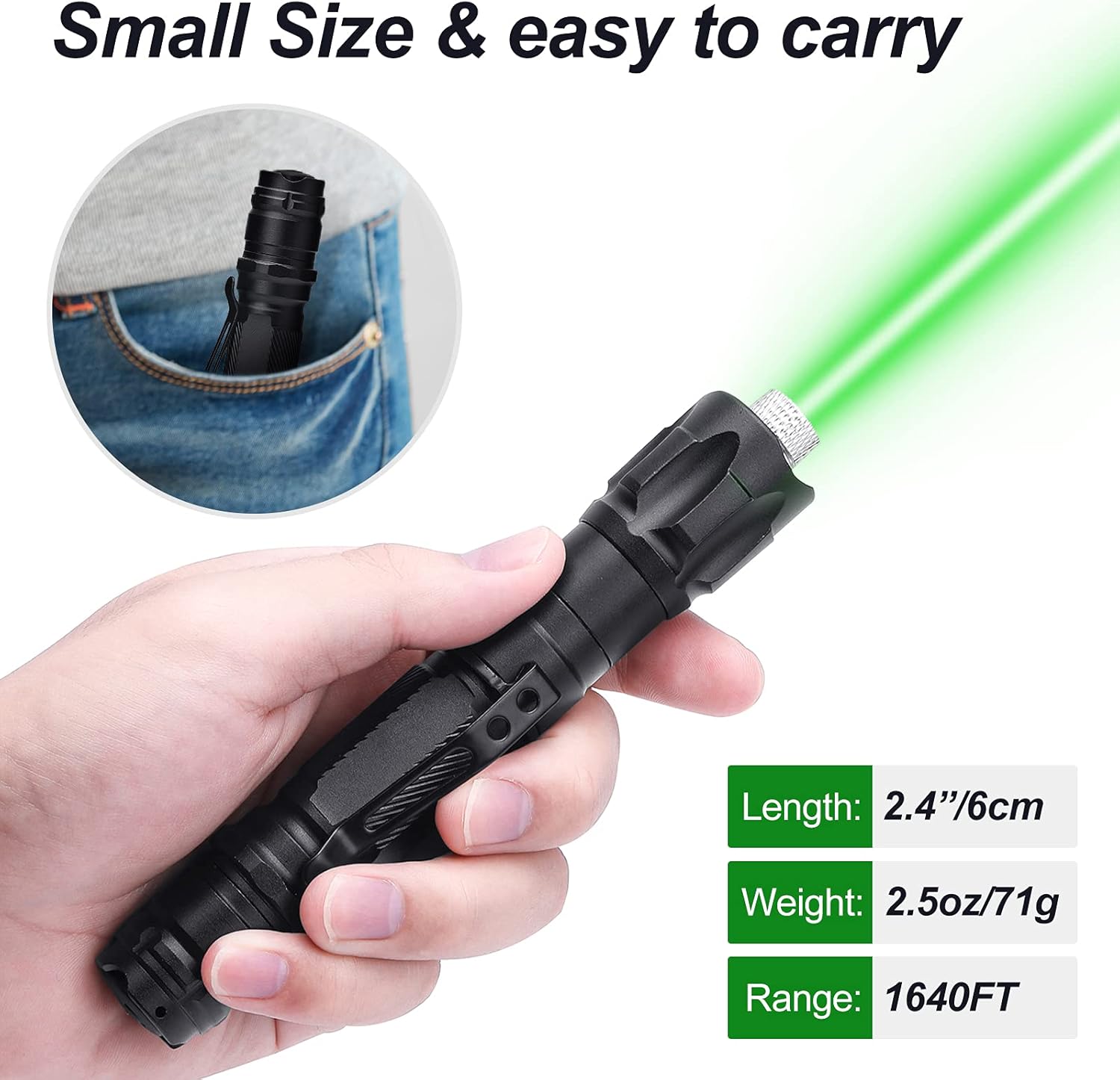 Wide Range Green Pointer-High Power LED Tactical Flashlight Green Beam Projector Flashlight for Hiking,Hunting Conference(Battery Charge Included ) : Tools & Home Improvement