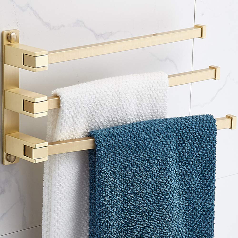Porte-serviettes pivotant 5 barres en laiton chromé argent bras pliant mural