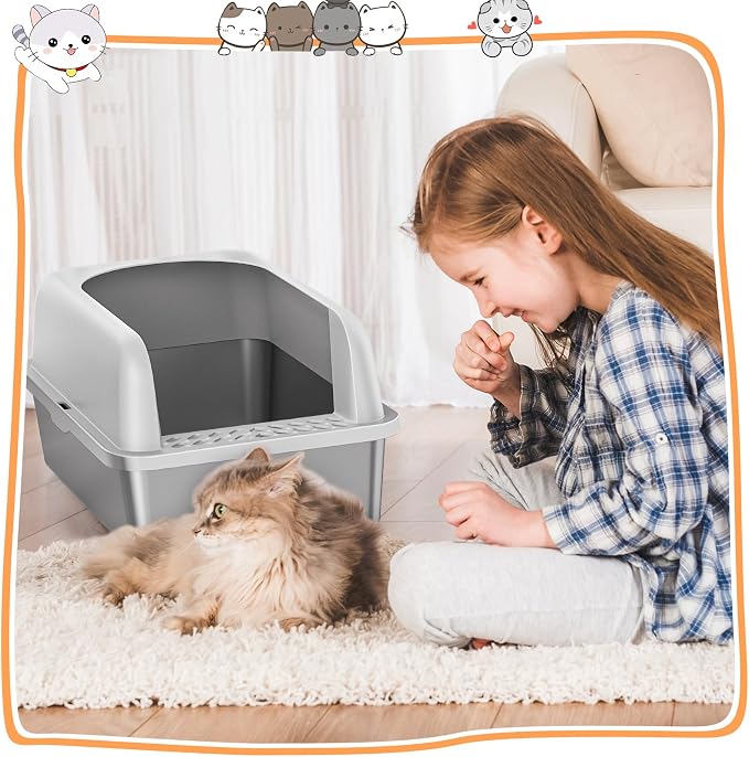 Arenero metálico con tapa extra grande para gatos miniatura 7