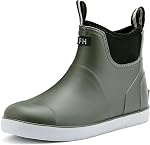 Homtechly Rain Boots for Men Waterproof Deck Boots Anti-Slip Rubber Boots Ankle Boots Mid Calf Durable Outdoor Work Shoes Garden Boots Slip On Mud Boots for Fishing,Boating and Camping Sailing