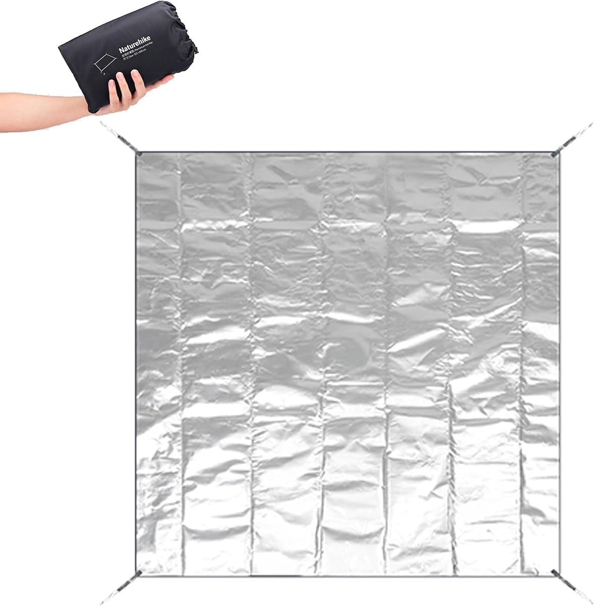 Naturehike Portable Aluminum Foil Foldable Picnic Blanket | Beach Blanket, Beach Sun Shelter 2 in 1, Waterproof Sandproof Lightweight Blanket for Travel, Car Camping, Beach Essentials