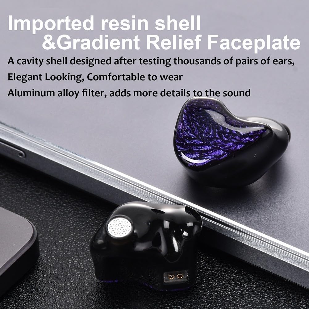 Zoegneer Auricolari in-ear con doppio driver dinamico con cavo staccabile per suono Hi-Fi, vestibilità comoda, materiale ABS, portatili, per viaggi e pendolari (3,5 mm)